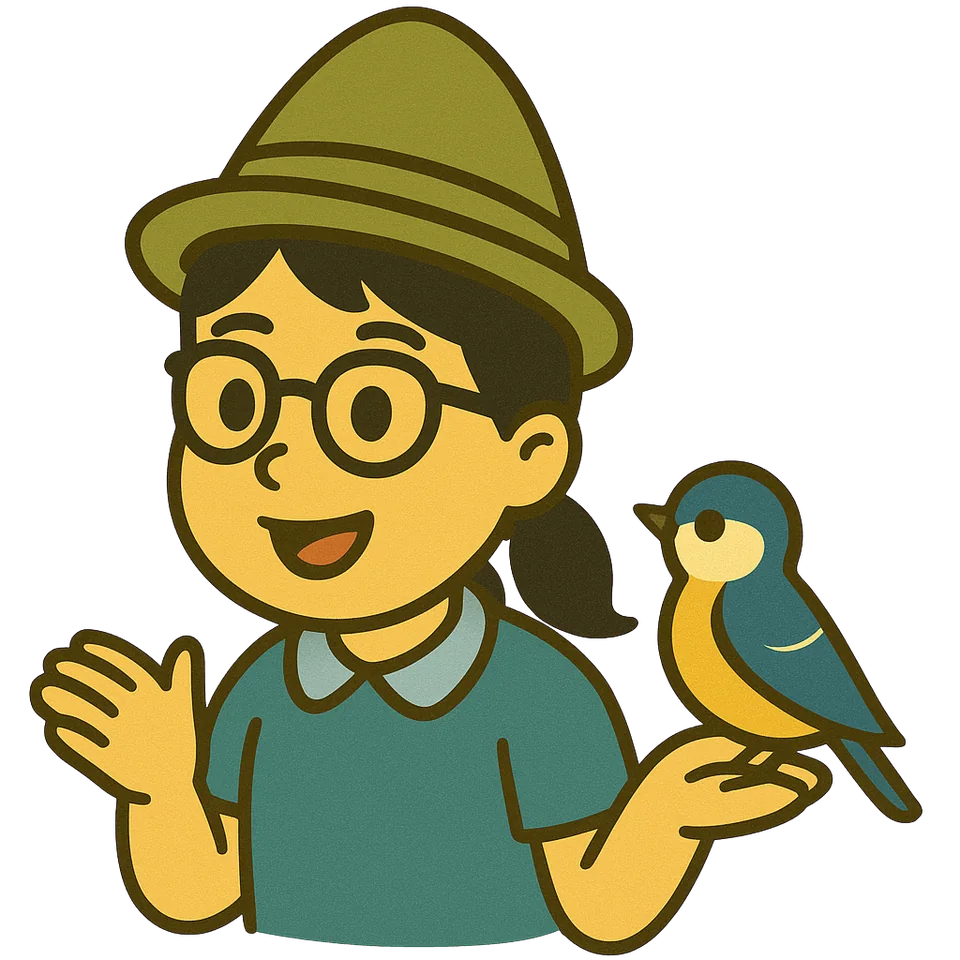 Ilustracija logopedinje Maruše Mihelčič s ptičkom na roki